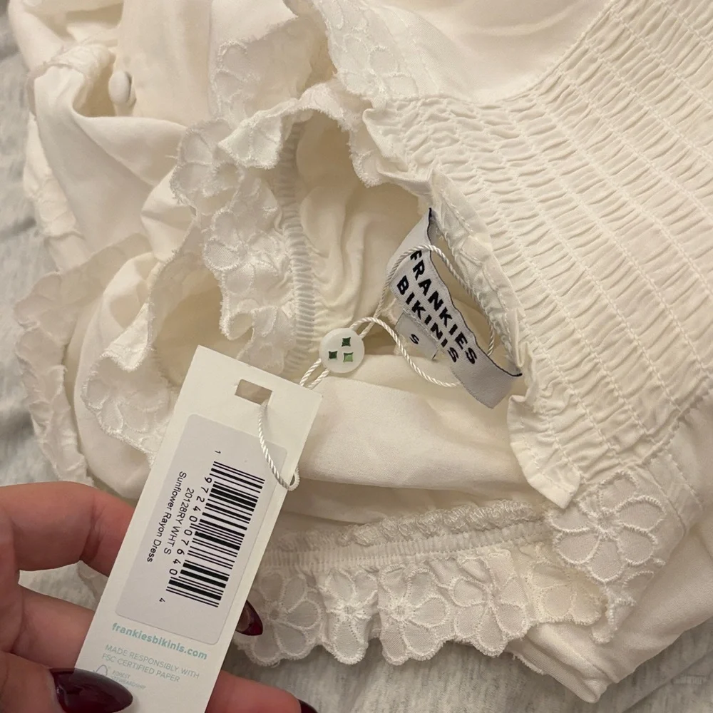 FRANKIES BIKINIS white sunflower mini long sleeve dress SOLD OUT EVERYWHERE NWT - Picture 5 of 6